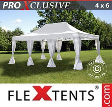 Event tent 4x6 m White, incl. 8 decorative curtains