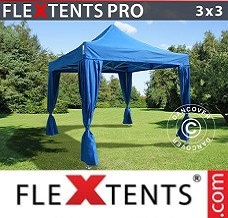 Event tent  3x3 m Blue, incl. 4 decorative curtains