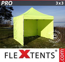 Event tent 3x3 m Neon yellow/green, incl. 4 sidewalls