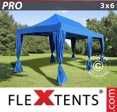 Event tent 3x6 m Blue, incl. 6 decorative curtains