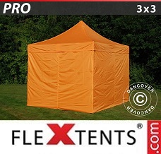 Event tent 3x3 m Orange, incl. 4 sidewalls