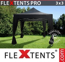 Event tent  3x3 m Black, incl. 4 decorative curtains