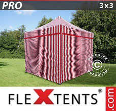 Event tent 3x3 m striped, incl. 4 sidewalls