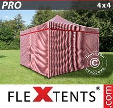 Event tent 4x4 m striped, incl. 4 sidewalls