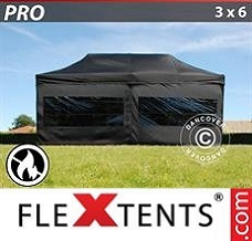 Event tent 3x6 m Black, Flame retardant, incl. 6 sidewalls