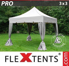 Event tent 3x3 m Latte, incl. 4 decorative curtains