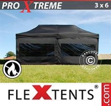 Event tent 3x6 m Black, Flame retardant incl. 6 sidewalls