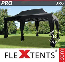 Event tent  3x6 m Black, incl. 6 decorative curtains