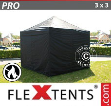 Event tent  3x3 m Black, Flame retardant), incl. 4 sidewalls