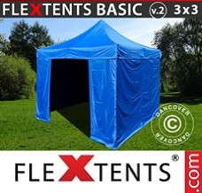 Event tent  3x3 m Blue, incl. 4 sidewalls