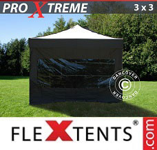Event tent 3x3 m Black, incl. 4 sidewalls