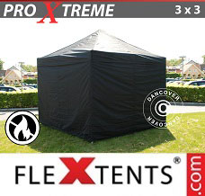 Event tent 3x3 m Black, Flame retardant, incl. 4 sidewalls