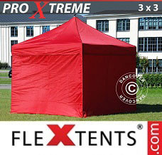 Event tent 3x3 m Red, incl. 4 sidewalls