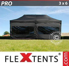 Event tent 3x6m Black, incl. 6 sidewalls