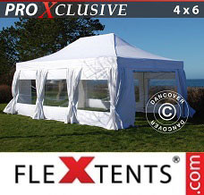 Event tent 4x6 m White, incl. 8 sidewalls & decorative...