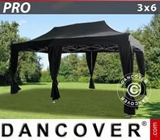 Event tent 3x6 m Black, incl. 6 decorative curtains