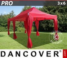 Event tent 3x6 m Red, incl. 6 decorative curtains