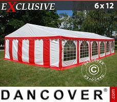 Event tent 6x12 m PVC, Red/white