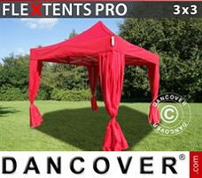 Event tent  3x3 m Red, incl. 4 decorative curtains
