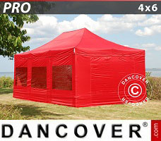 Event tent 4x6 m Red, incl. 8 sidewalls