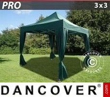 Event tent  3x3 m Green, incl. 4 decorative curtains