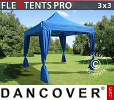 Event tent 3x3 m Blue, incl. 4 decorative curtains