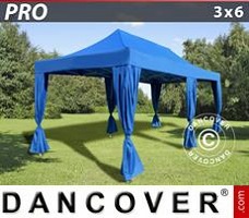 Event tent 3x6 m Blue, incl. 6 decorative curtains
