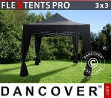 Event tent 3x3 m Black, incl. 4 decorative curtains